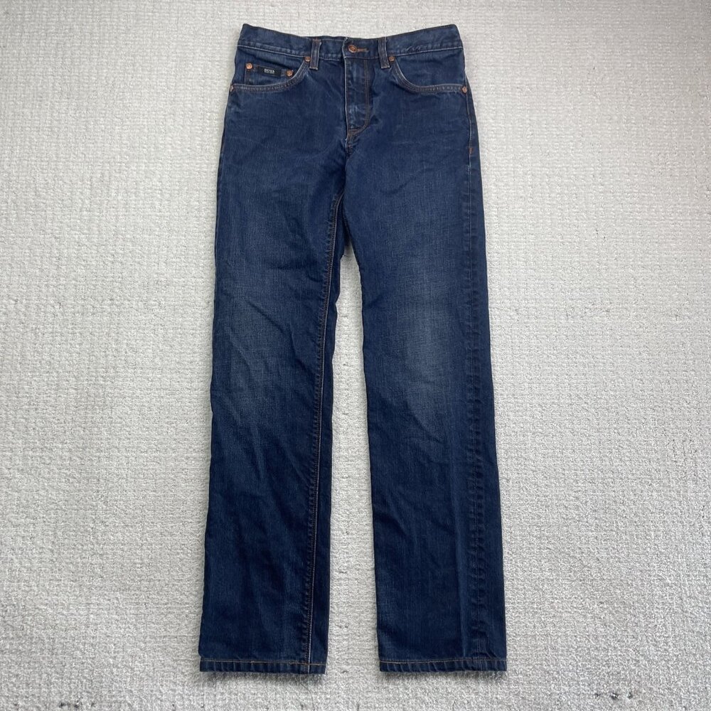 HUGO BOSS Maine 1 Jeans Men Size 29/30*  Regular Fit Dark Indigo Blue Denim Read